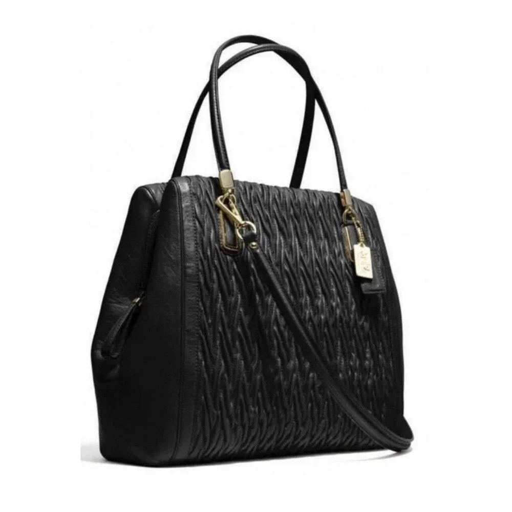 COACH Limited Edition Madison Gathered Twist Leather Black Satchel NWT